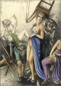 Wenn Röcke sich lüften (frei n. Goyas Caprichos No. 26)