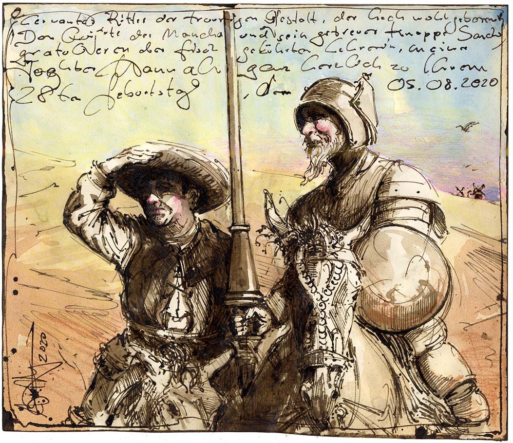 Cervantes Ritter der traurigen Gestalt und Sancho Panza