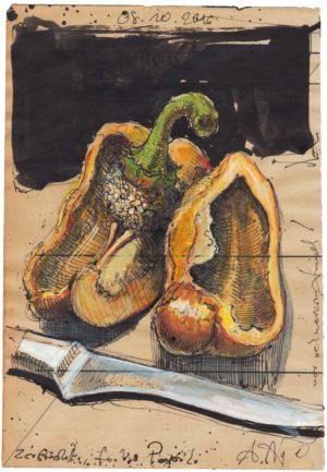 Zerstückelte, faule Paprika