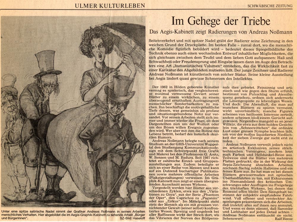 Das Aegis-Kabinett zeigt Radierungen von Andreas Noßmann